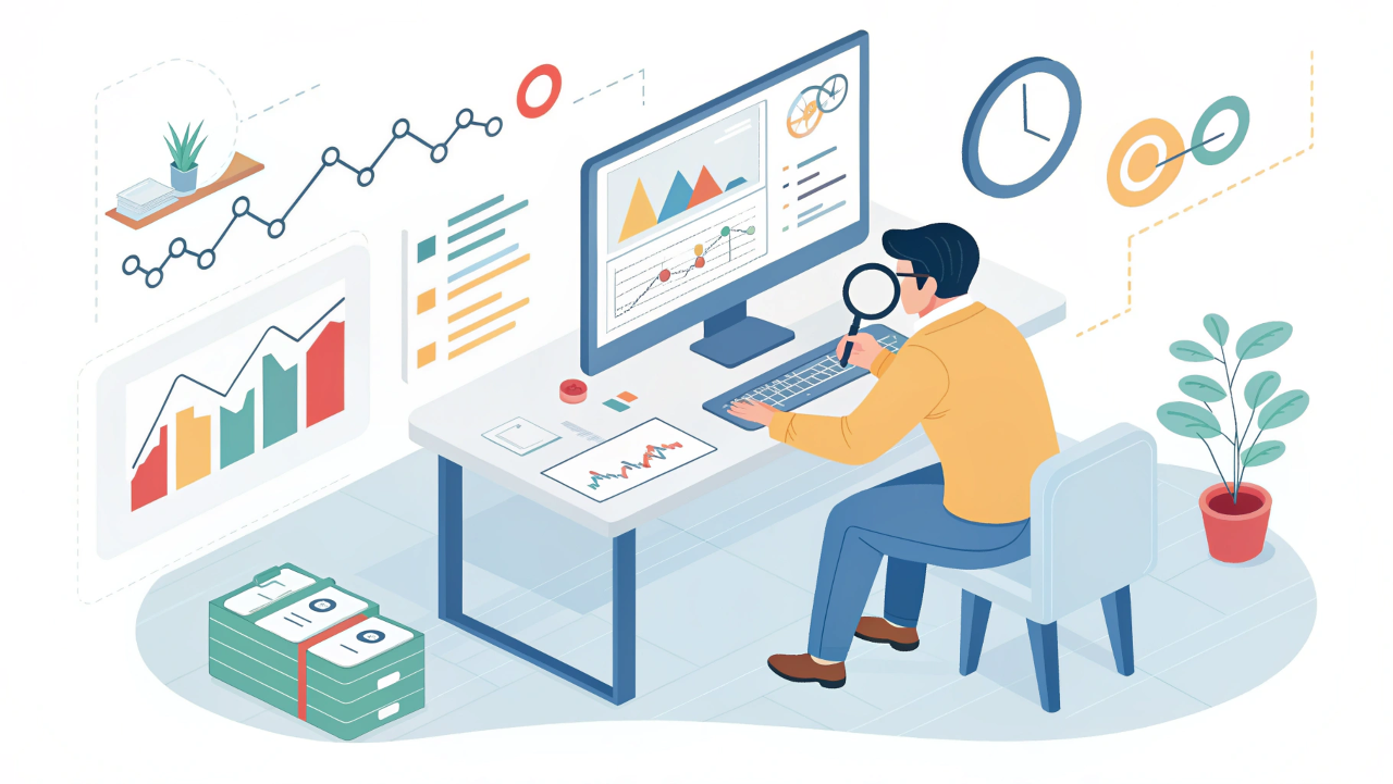 "ایزومتریک از آنالیز عملکرد سئو سایت با استفاده از ابزارهایی مانند Google Search Console و Google Analytics برای بررسی ترافیک، نرخ کلیک و رتبه‌بندی"