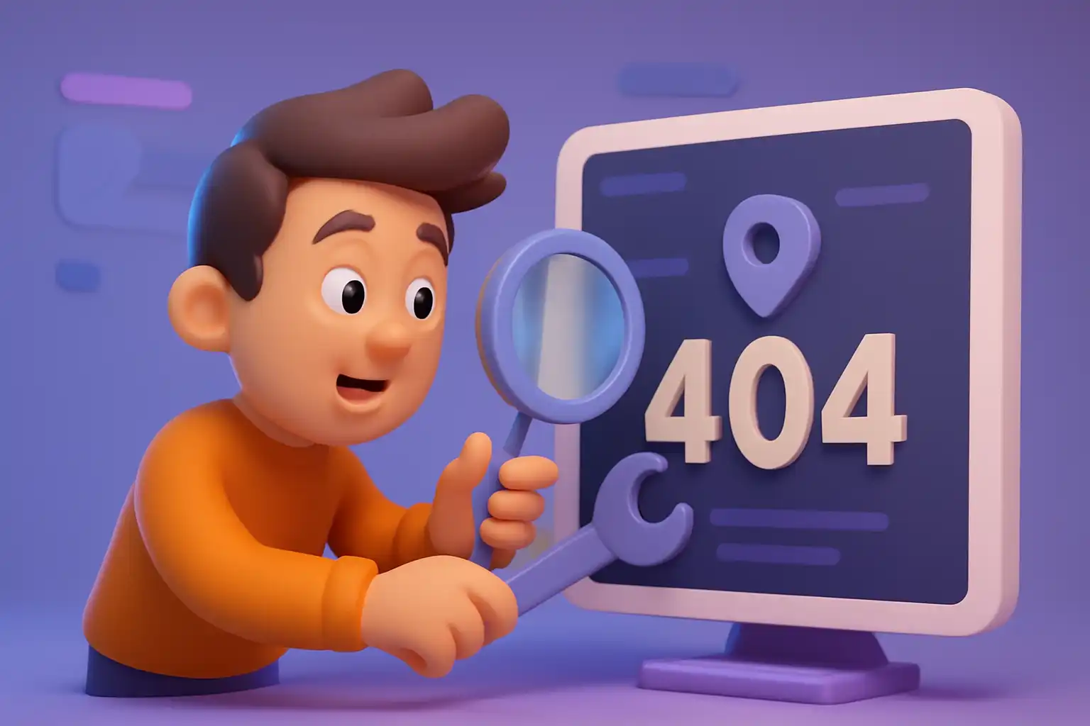 پسری در حال بررسی و آنالیز مشکل سئوی فنی سایت به وسیله ی ذره بین در دست خود