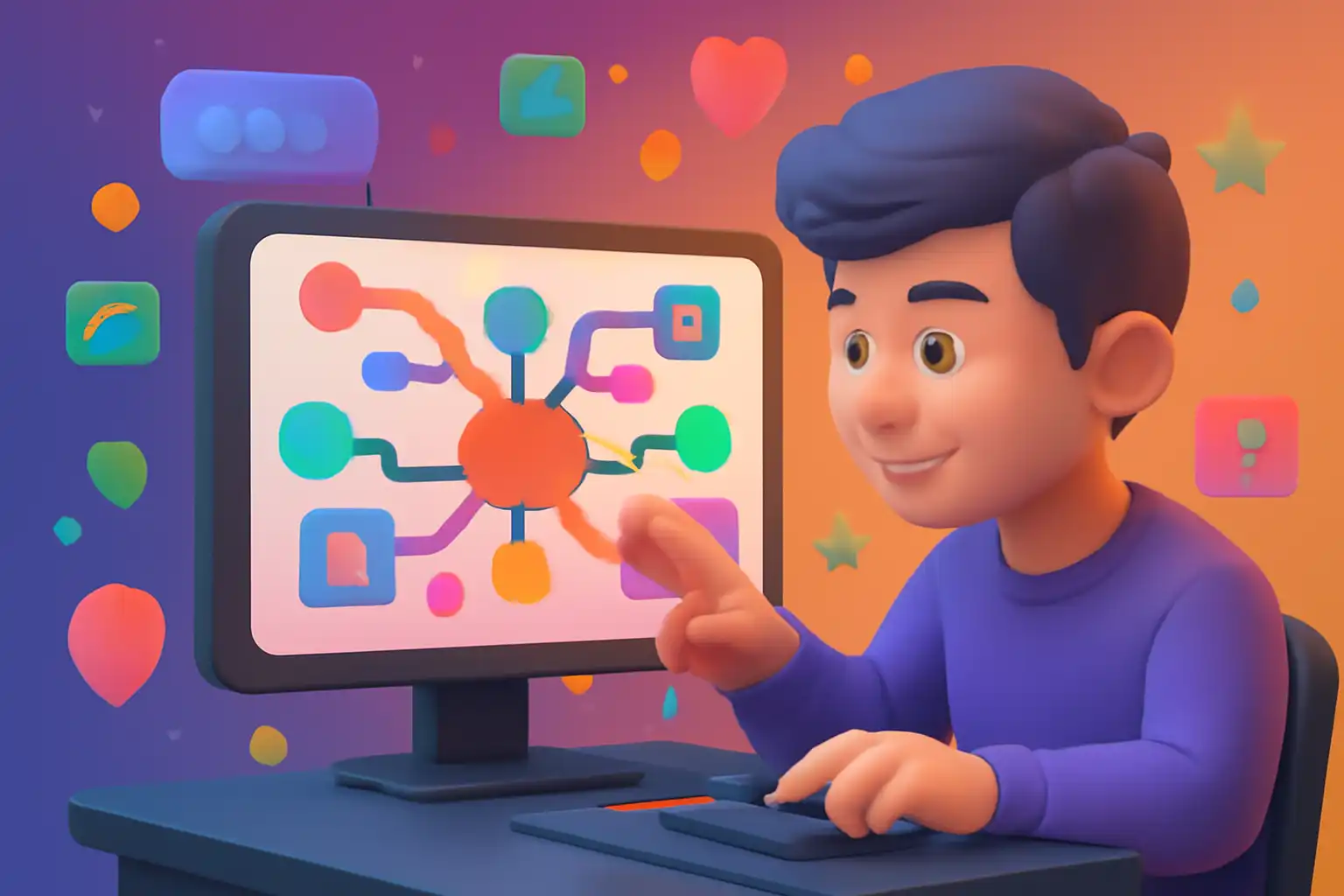 پسری در حال ترسیم نقشه ذهنی