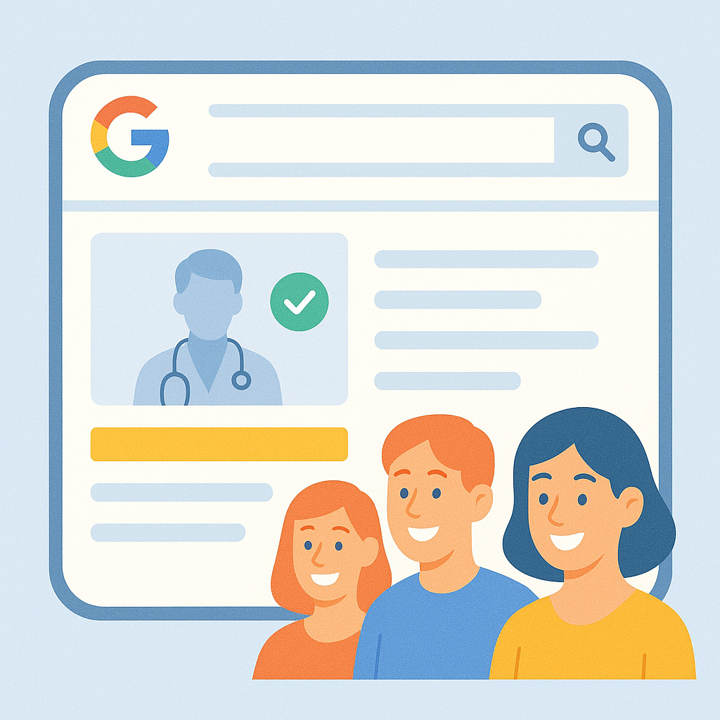 یک سایت پزشکی در نتایج اول گوگل نمایش داده شده و بیماران با اعتماد بیشتری به پزشک مراجعه می‌کنند.