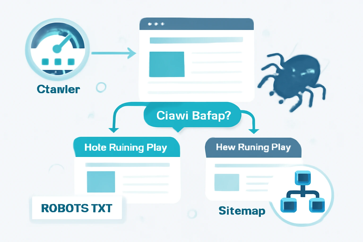 نمودار جریان که مدیریت بودجه خزیدن سایت را توضیح می‌دهد، نمایش سایت با صفحات با اولویت بالا و پایین و نحوه تخصیص بودجه خزیدن توسط کرالر برای هر صفحه.