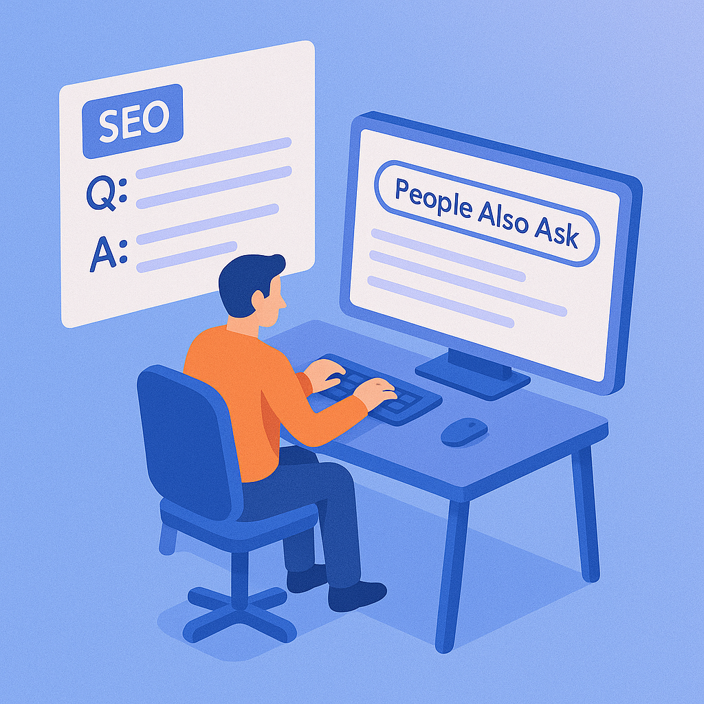 تصویر ایزومتریک استراتژی‌های بهینه‌سازی محتوا برای People Also Ask (PAA)