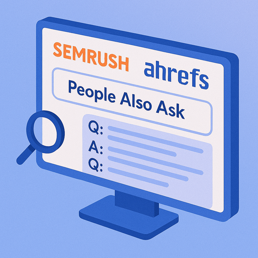 تصویر ایزومتریک ابزارهای کاربردی برای یافتن سوالات People Also Ask (PAA)