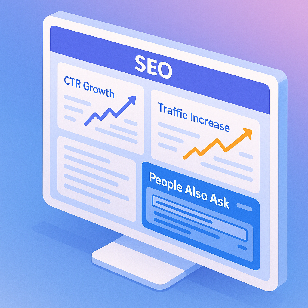 تصویر ایزومتریک اهمیت People Also Ask (PAA) در افزایش نرخ کلیک و ترافیک