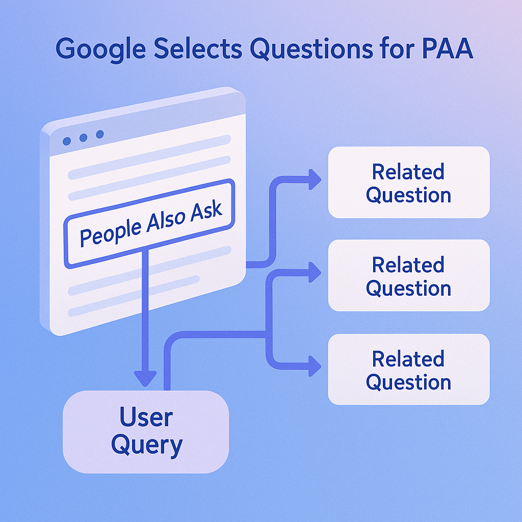 تصویر ایزومتریک از ساختار و عملکرد جعبه People Also Ask (PAA)