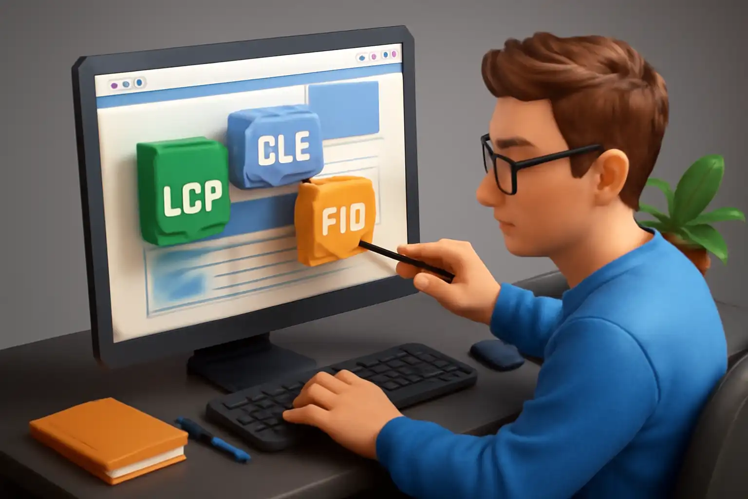 متخصص سئو وبسایت در حال بررسی شاخص های سرعت