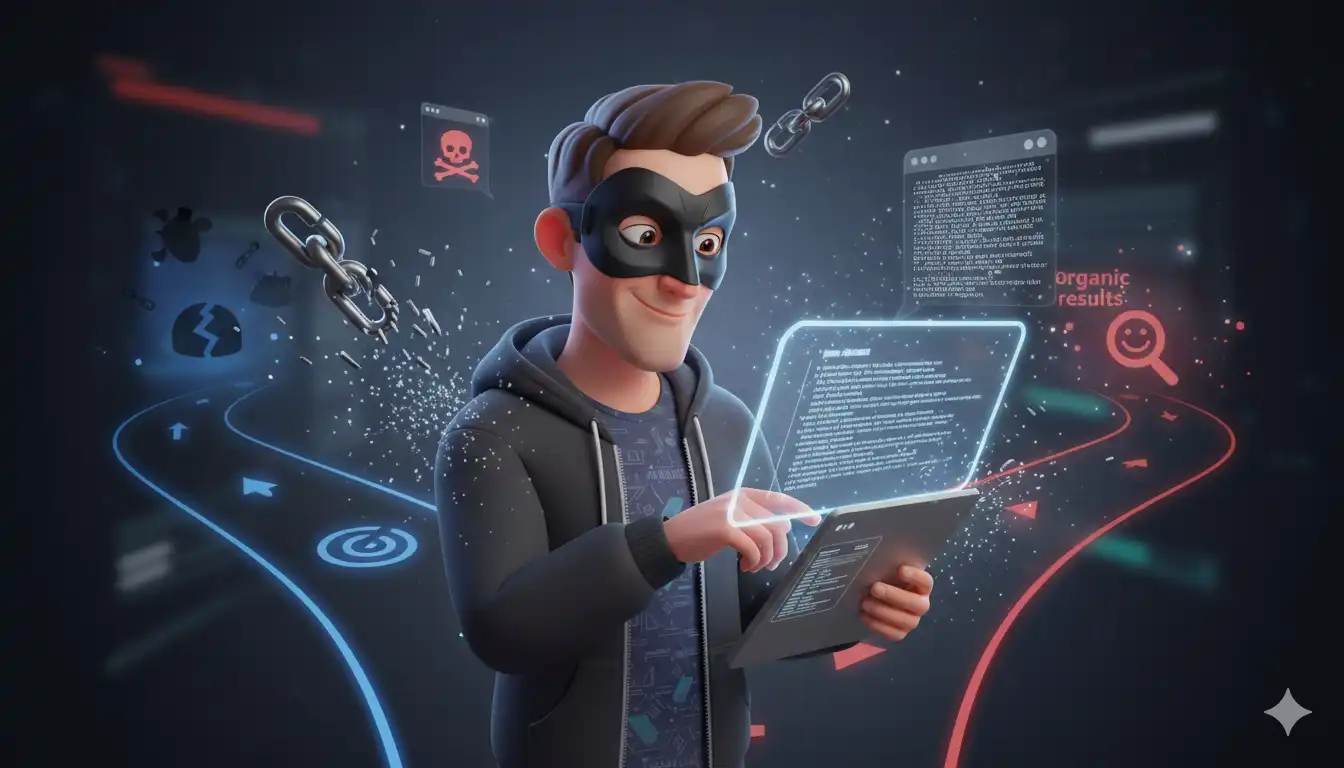 مردی در حال انجام سئو کلاه سیاه