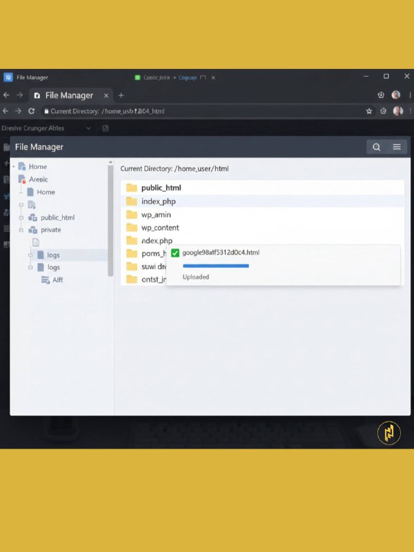اسکرین شات آپلود فایل HTML در هاست (روش ساده‌تر)