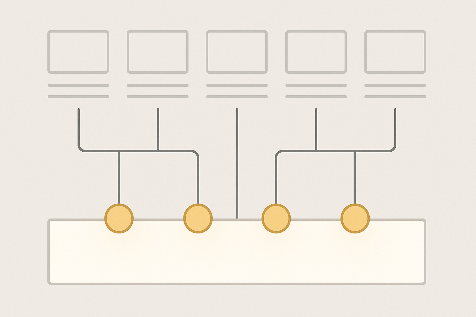 دیاگرام ساده‌ای که ناحیه فوتر و اتصال لینک‌ فوتر به بخش‌های اصلی سایت را نمایش می‌دهد