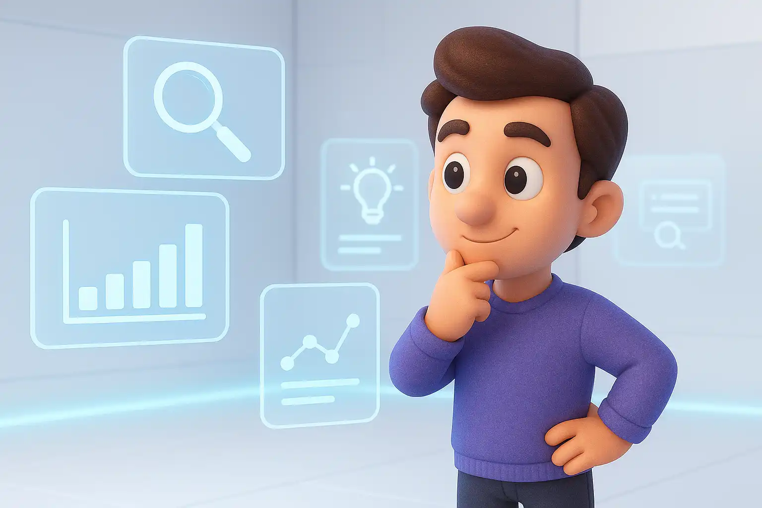 پسری در حال بررسی بهترین و مناسب ترین کلمه کلیدی لانگ تیل