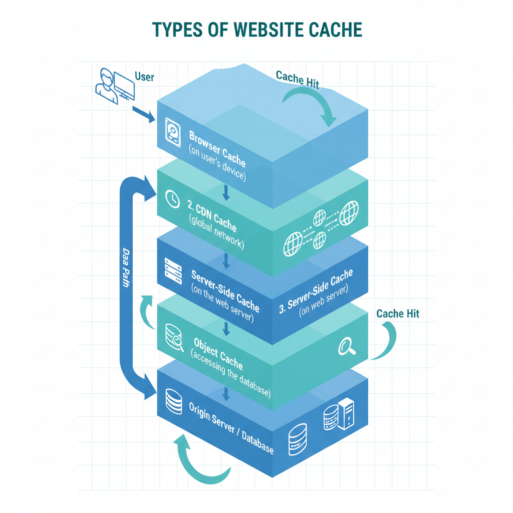 تصویر نشان دهنده انواع کش سایت