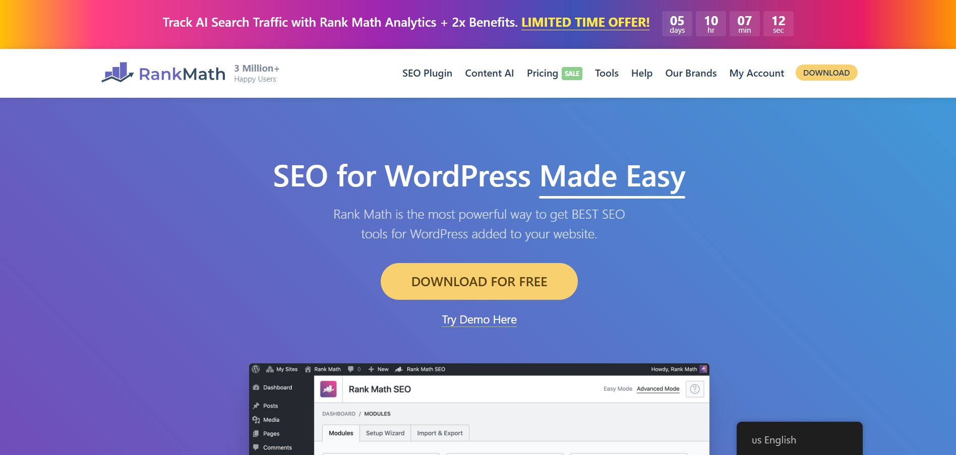 اسکرین شات از وبسایت rank math