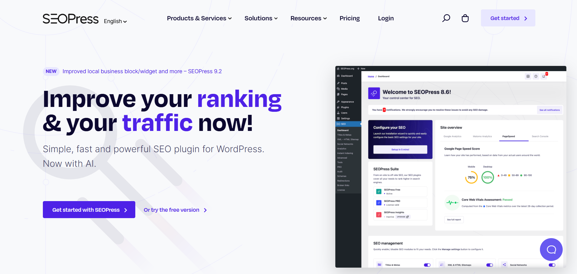 اسکرین شات از وبسایت SEOPress