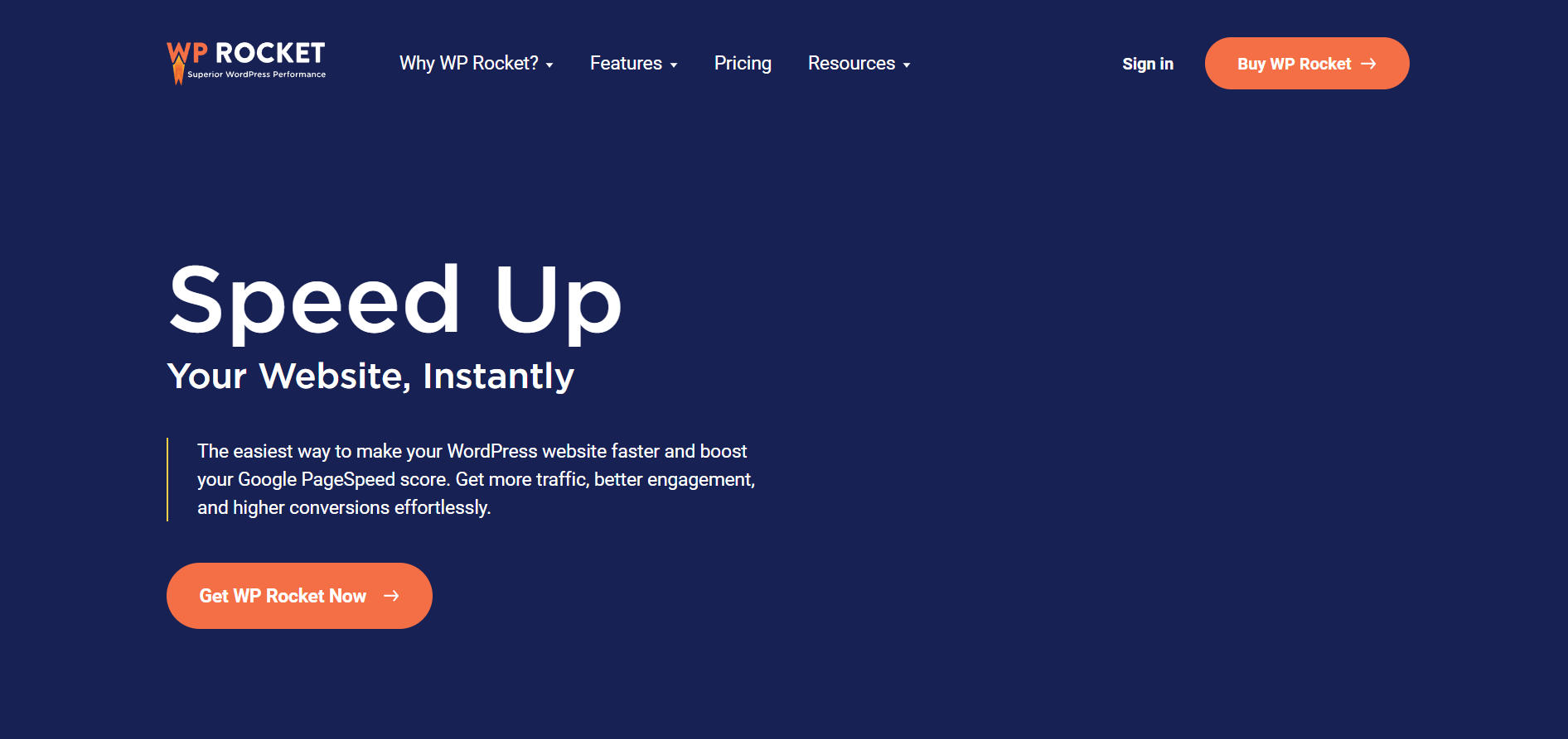 اسکرین شات وبسایت WP Rocket 