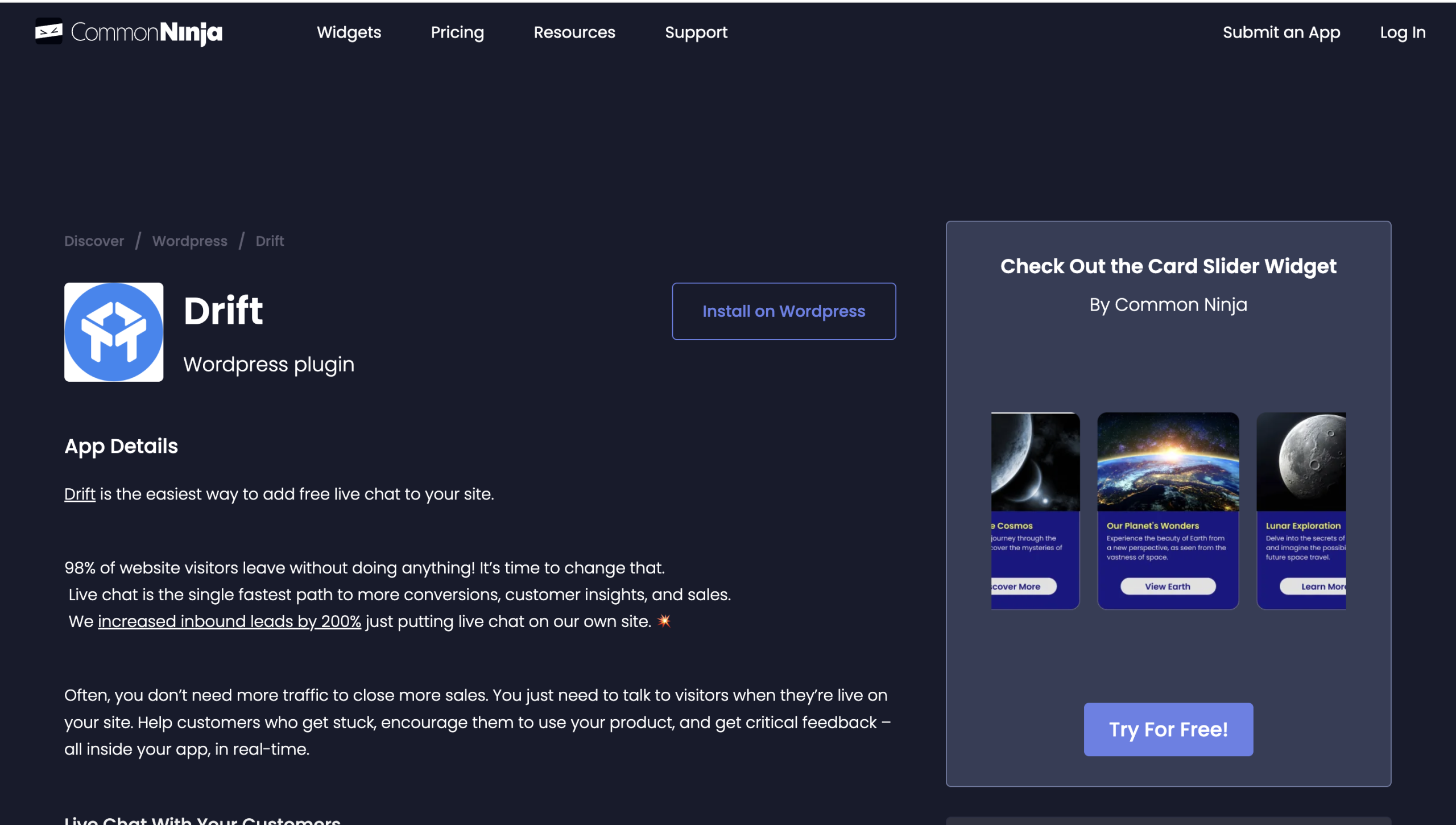 افزونه چت آنلاین Drift با تمرکز بر فروش و ارسال پیامهای هدفمند برای تبدیل بازدیدکنندگان به مشتری.