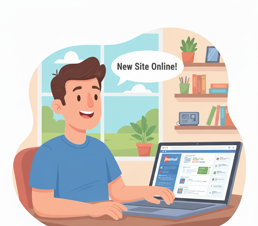 شخصی در حال طراحی سایت با جوملا هست.