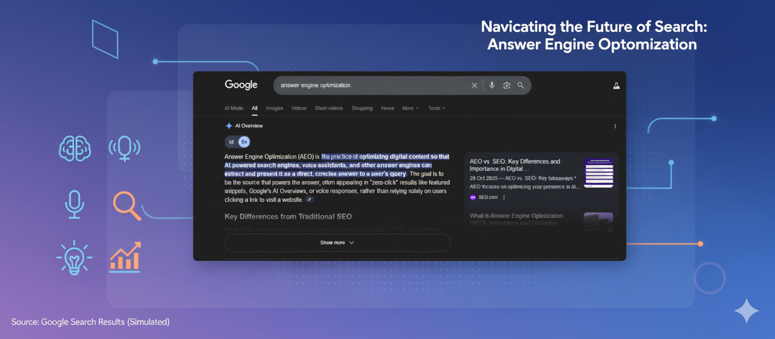 نمونهای از محتوای بهینهسازیشده برای AEO شامل پرسش و پاسخ کوتاه، ساختار واضح، و پاسخ مستقیم برای نمایش در جعبه پاسخ گوگل (Featured Snippet).