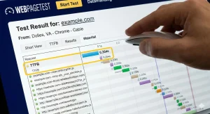 نمایش محیط کاربری ابزار WebPageTest و بخش نمودار آبشاری (Waterfall) برای اندازه‌گیری و بررسی دقیق زمان ttfb سایت.