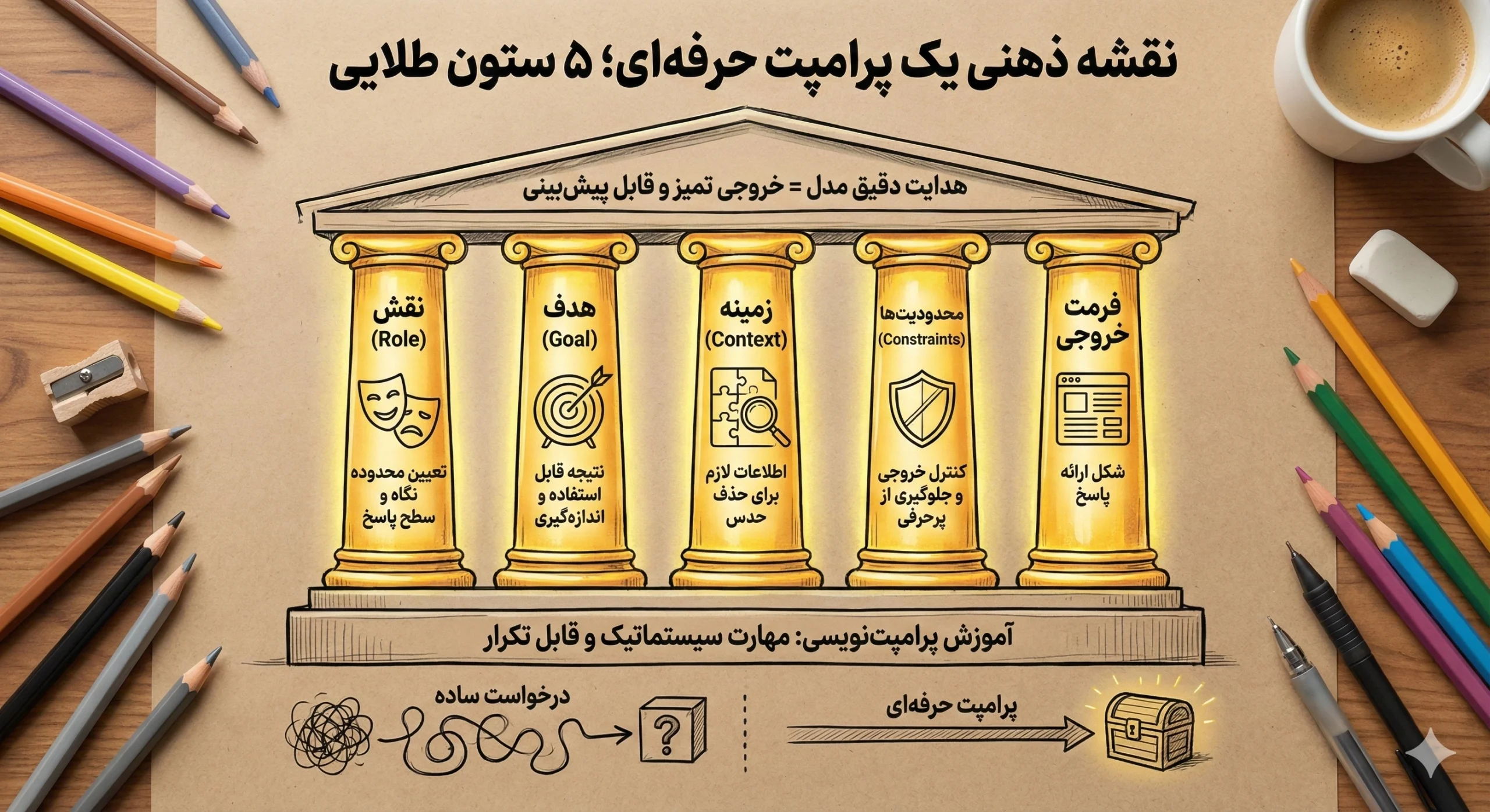 نقشه ذهنی یک پرامپت حرفه‌ای؛ ۵ ستون طلایی